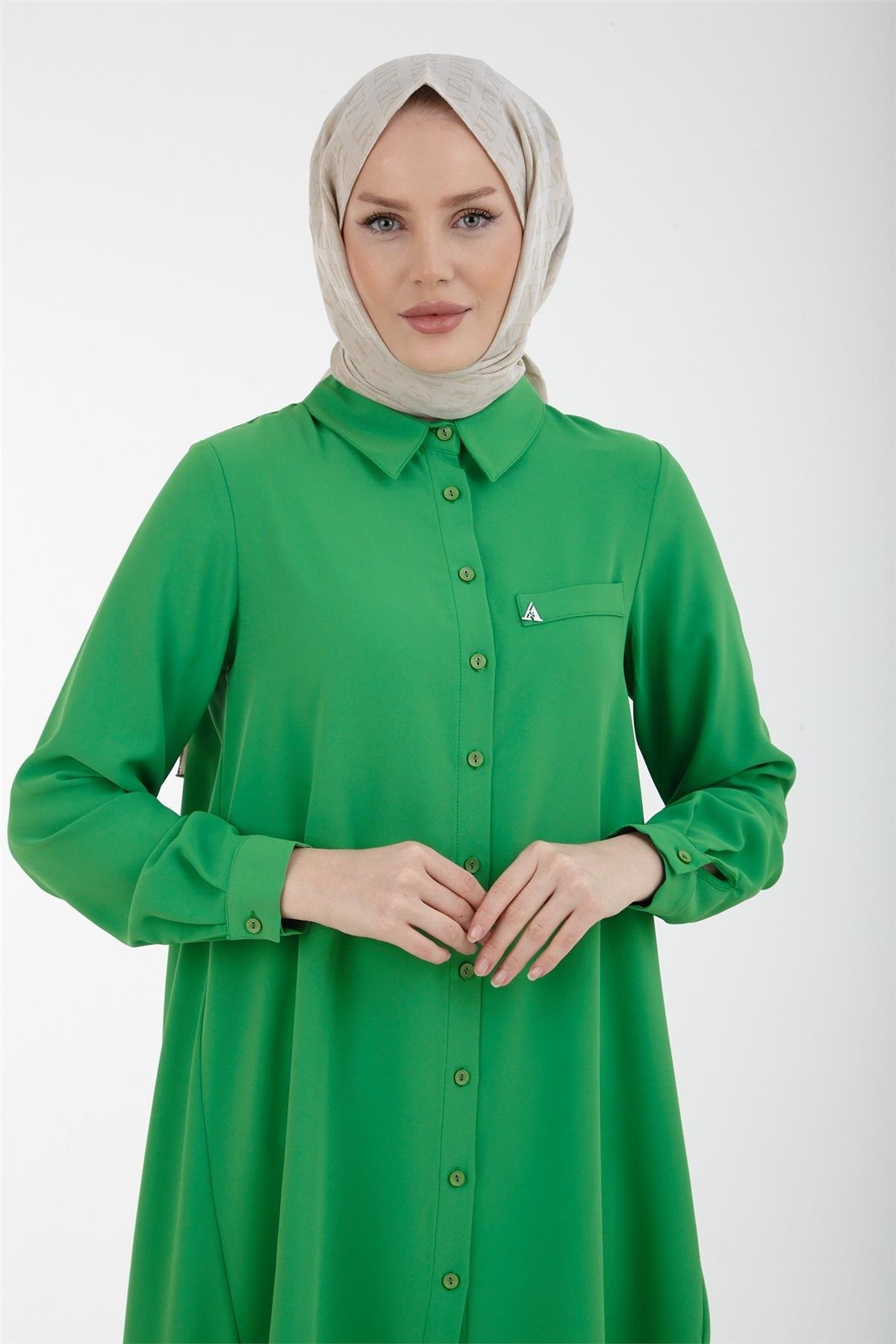 Armine Trend Önden Düğmeli Tunik 23YT403 Yeşil