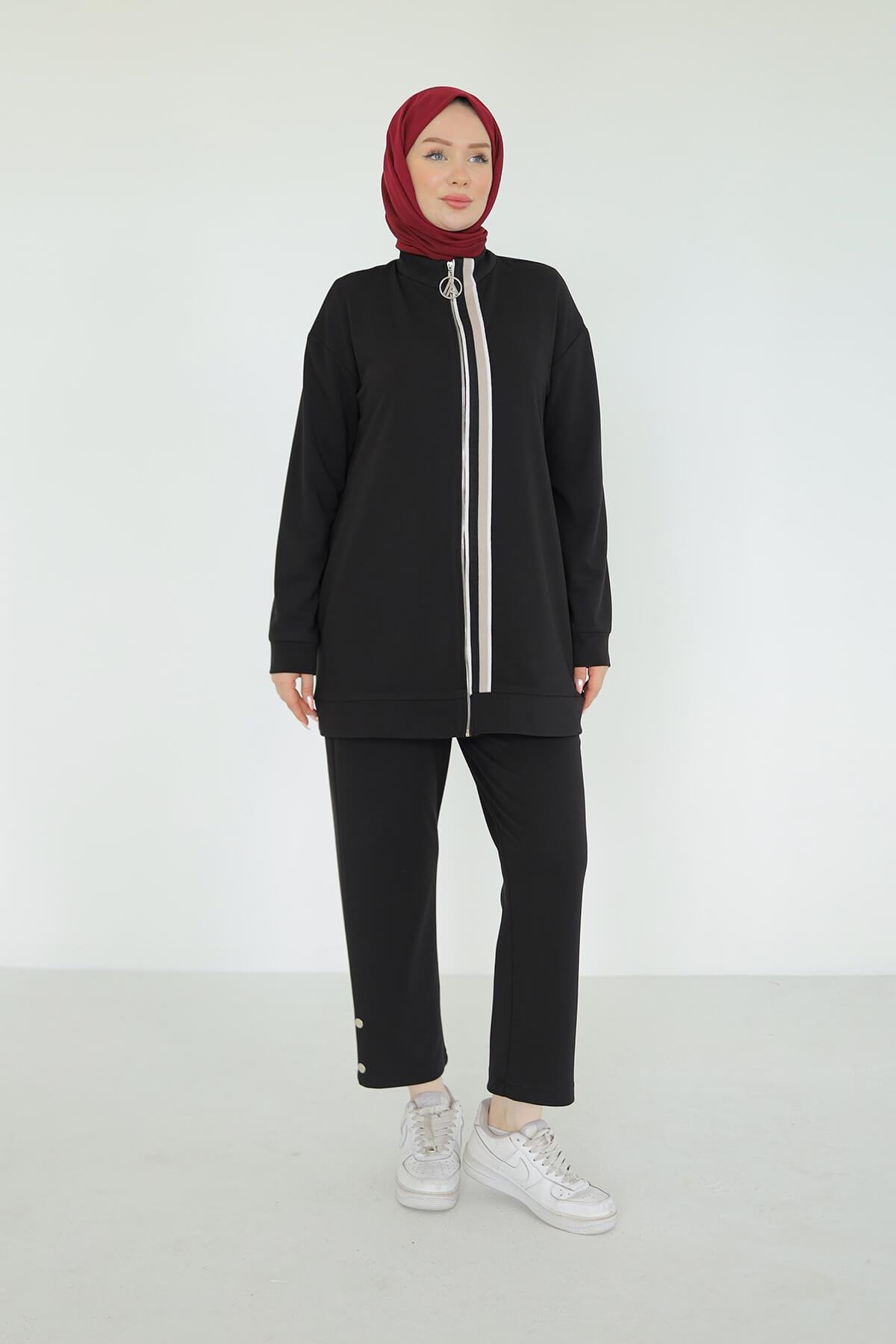 Armine TREND Ottoman Kumaş Bayan Spor Takım Siyah 25YT633