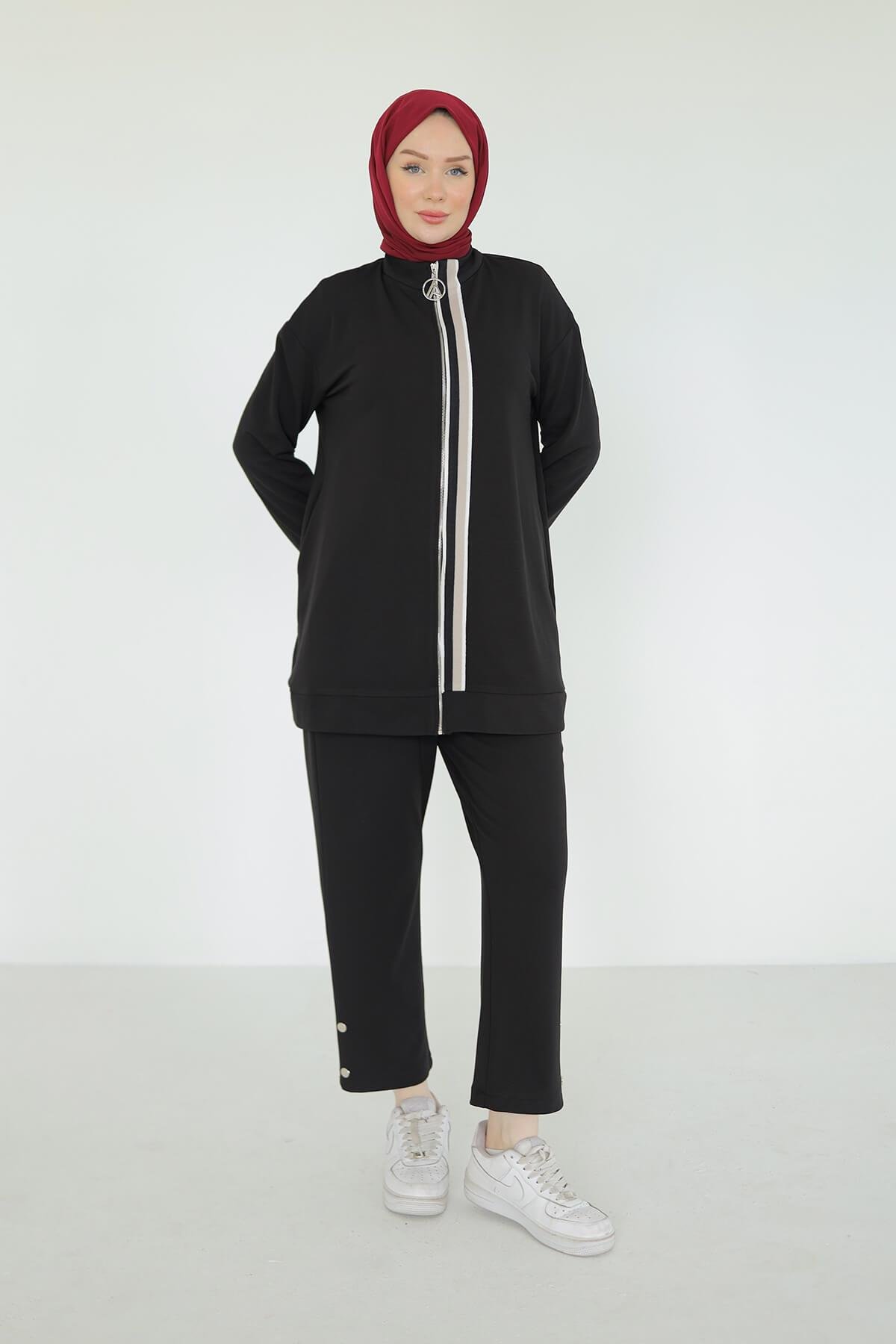Armine TREND Ottoman Kumaş Bayan Spor Takım Siyah 25YT633