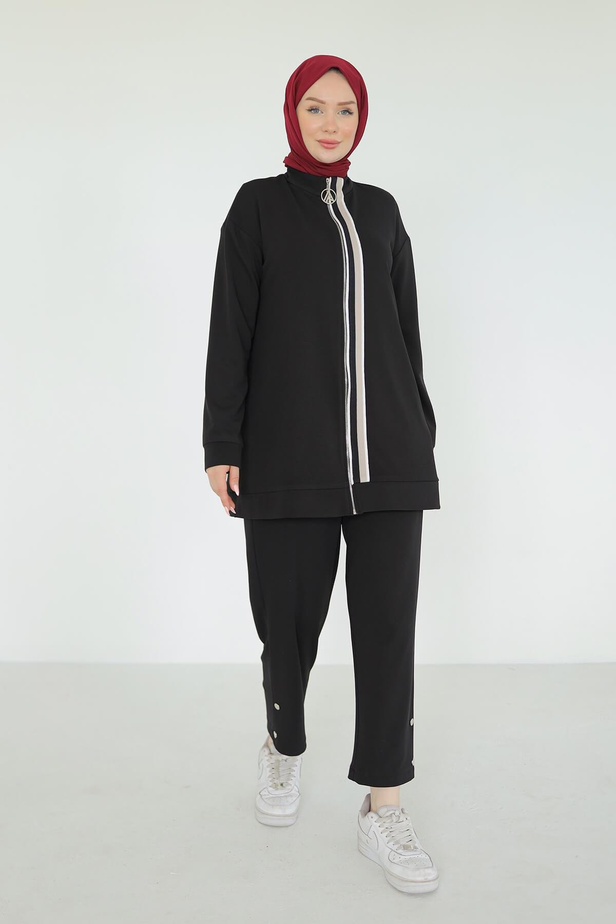 Armine TREND Ottoman Kumaş Bayan Spor Takım Siyah 25YT633