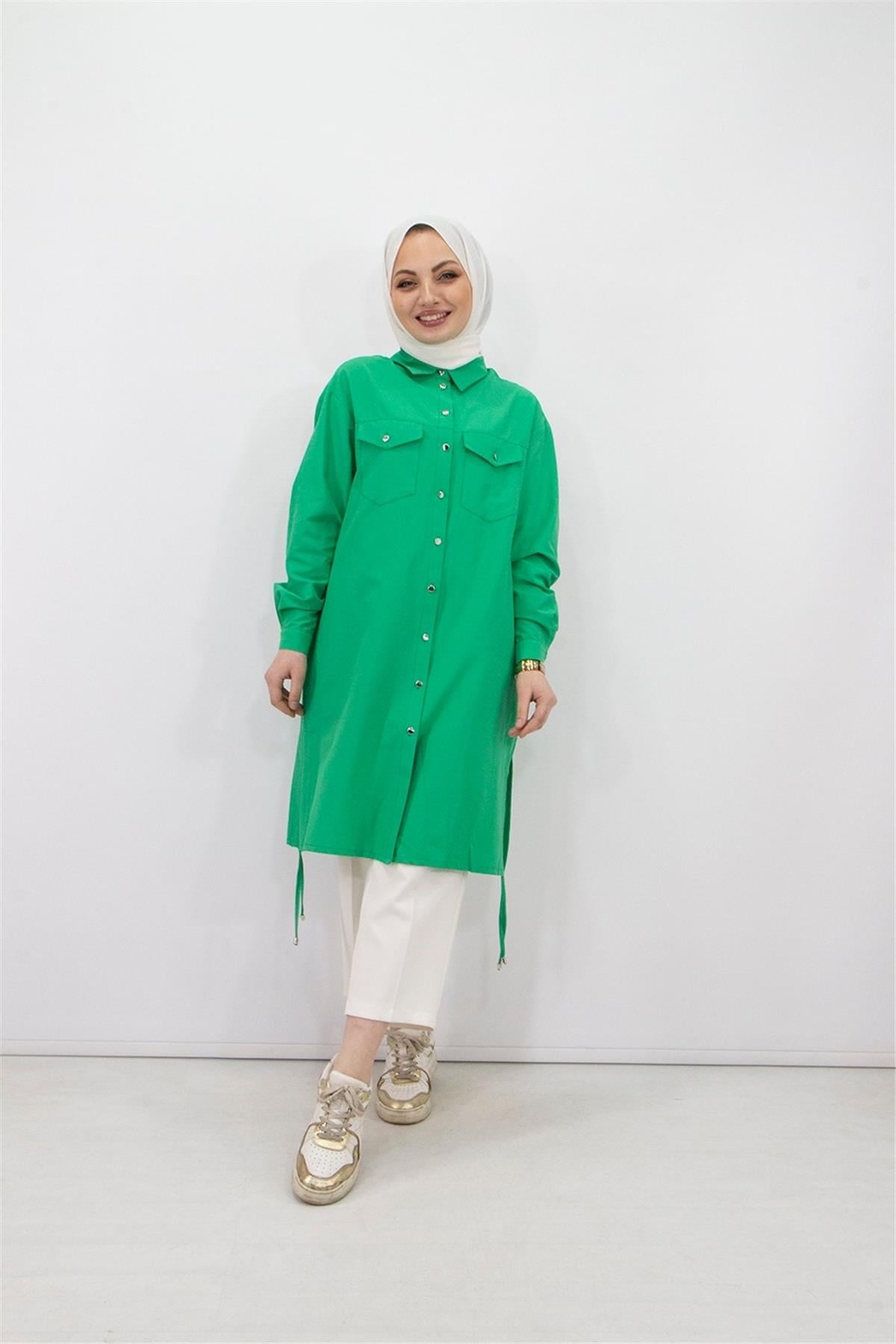 Armine Trend Poplin Gömlek 23YT407 Yeşil