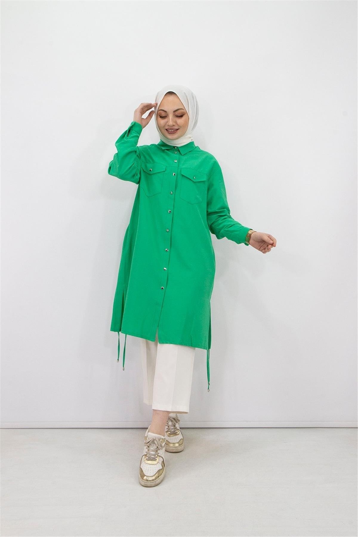 Armine Trend Poplin Gömlek 23YT407 Yeşil