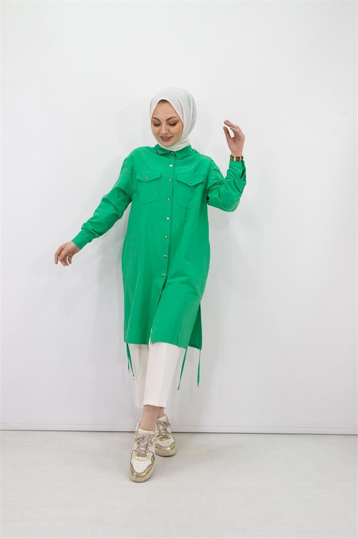 Armine Trend Poplin Gömlek 23YT407 Yeşil