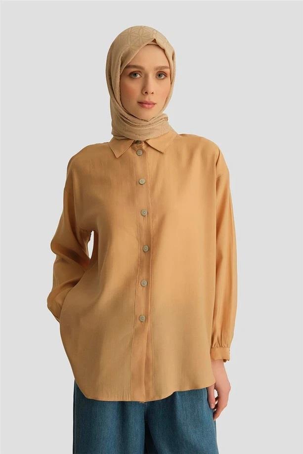 Armine TREND Rahat Kesim Gömlek Tunik Bej 25YT486