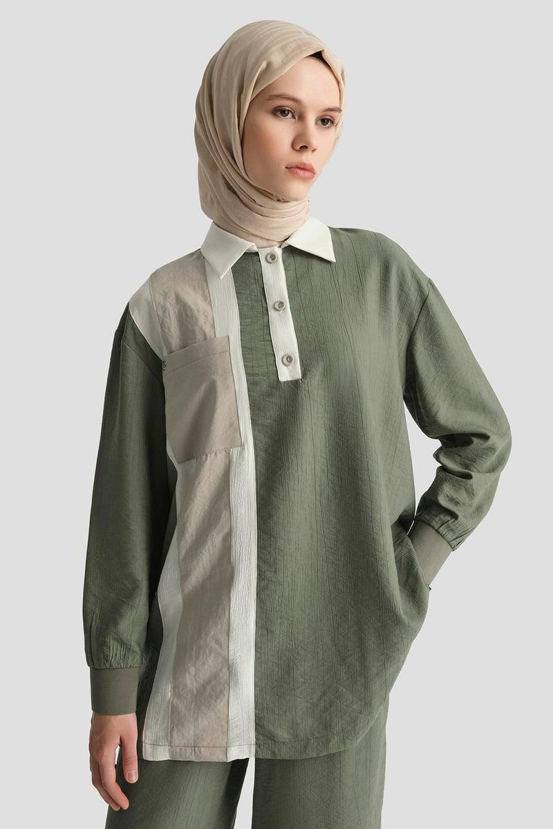Armine TREND Şerit Geçişli Pantolonlu Takım Haki 25YT6130