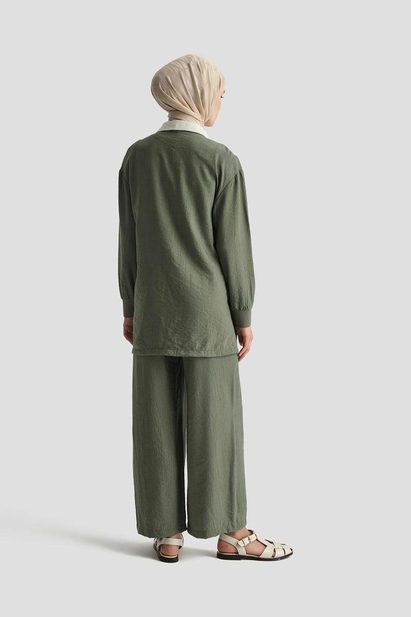 Armine TREND Şerit Geçişli Pantolonlu Takım Haki 25YT6130
