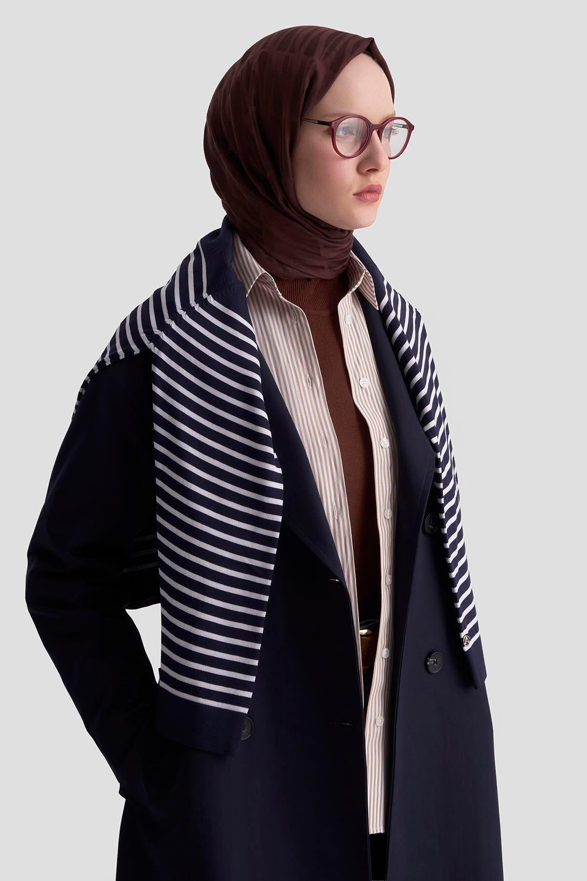 Armine TREND Seyyar Kemerli Trench Lacivert 25KT725