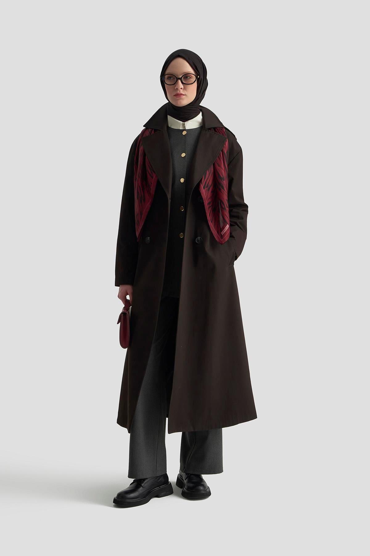 Armine TREND Seyyar Kemerli Trench Siyah 25KT725