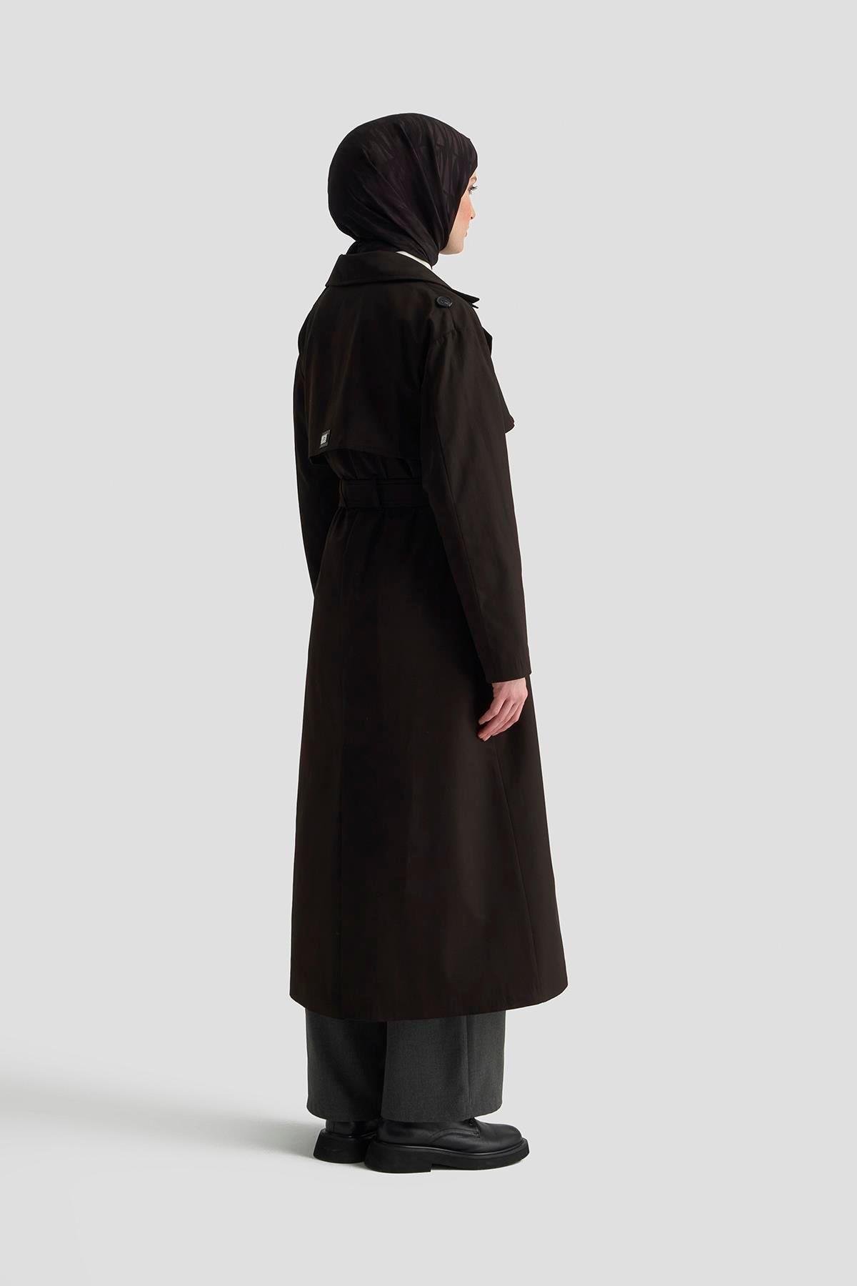 Armine TREND Seyyar Kemerli Trench Siyah 25KT725
