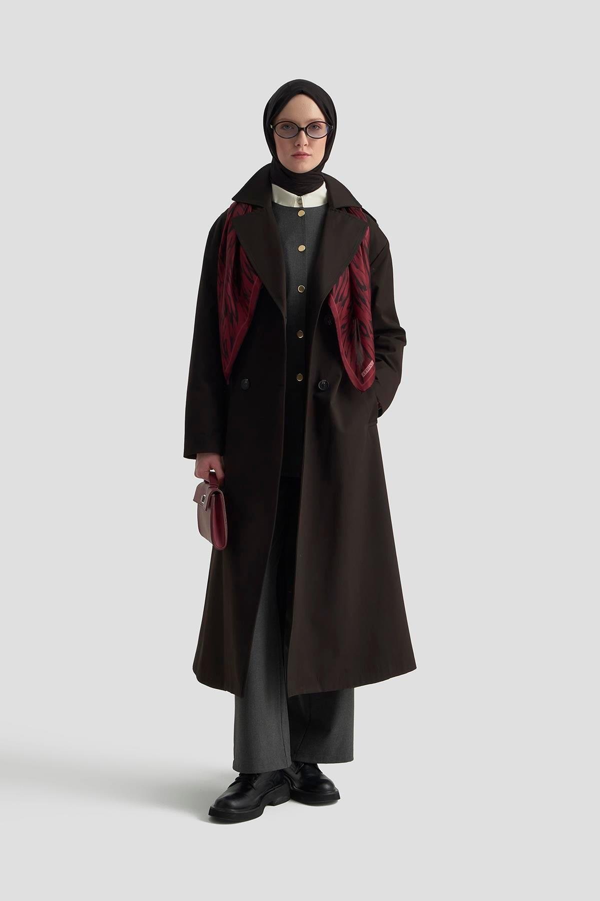 Armine TREND Seyyar Kemerli Trench Siyah 25KT725