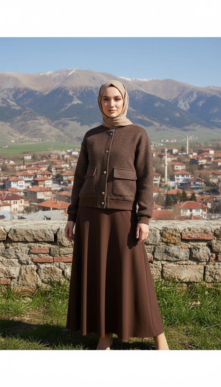 Armine TREND Sim Detay Etekli Takım Kahverengi 25KT644