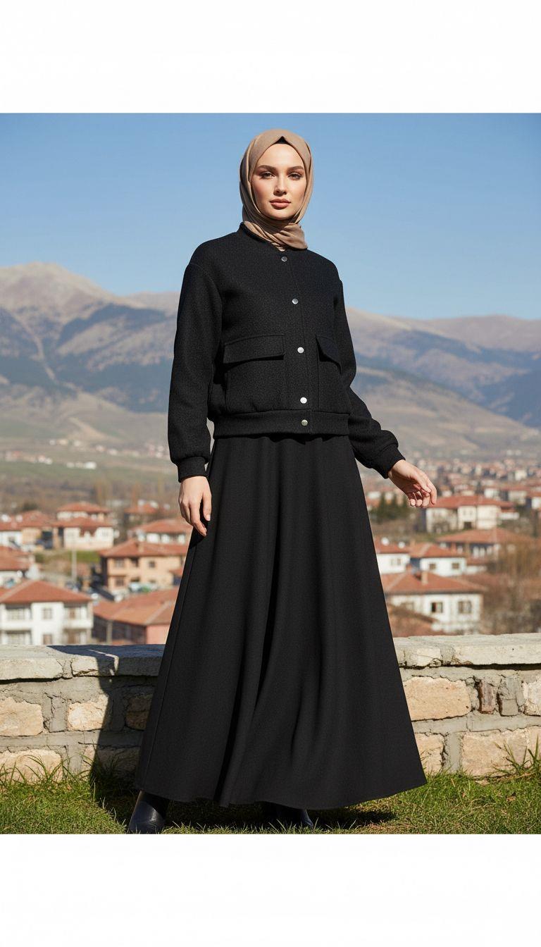 Armine TREND Sim Detay Etekli Takım Siyah 25KT644