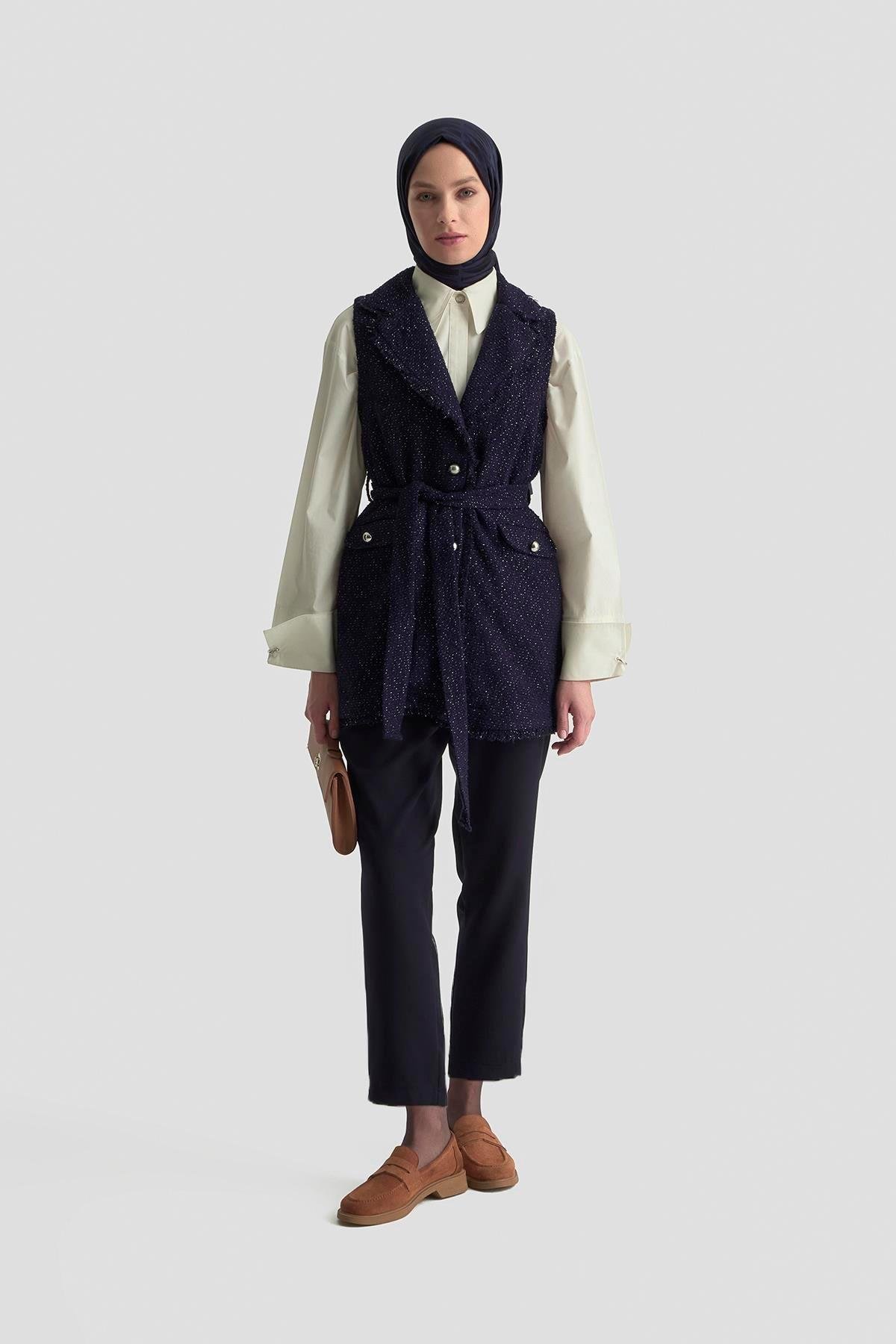 Armine TREND Sim Detay Yelekli Takım Lacivert 25KT638