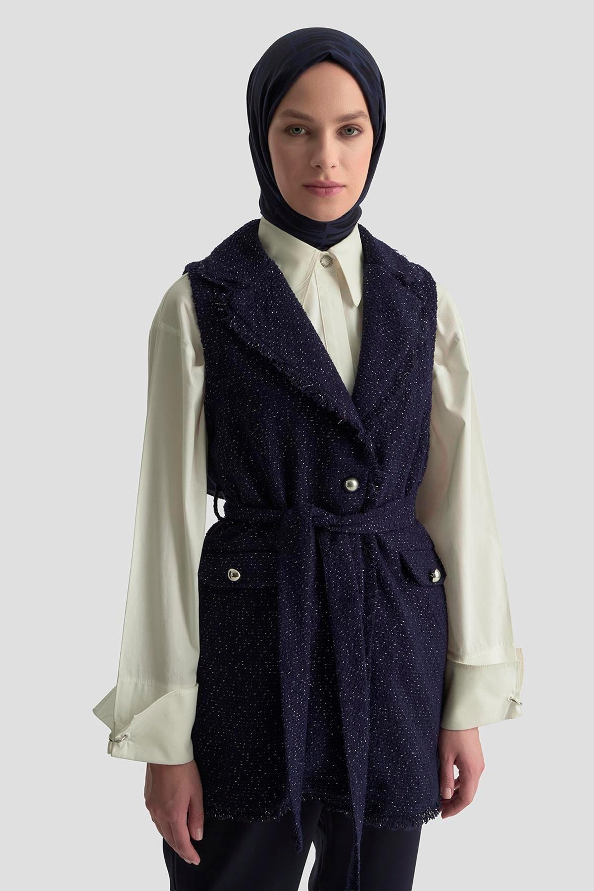 Armine TREND Sim Detay Yelekli Takım Lacivert 25KT638