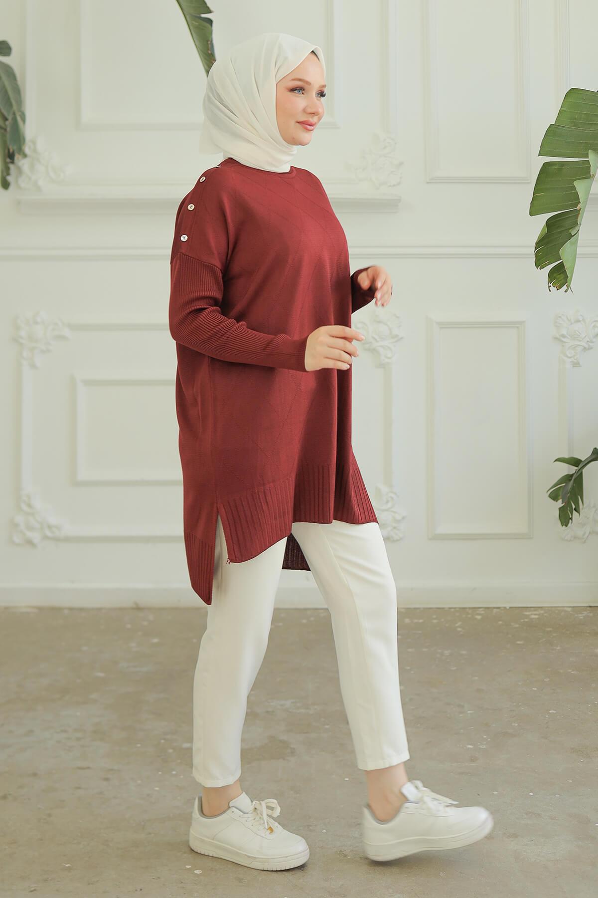 ARMİNE TREND Triko Tunik Bordo 24KTD407
