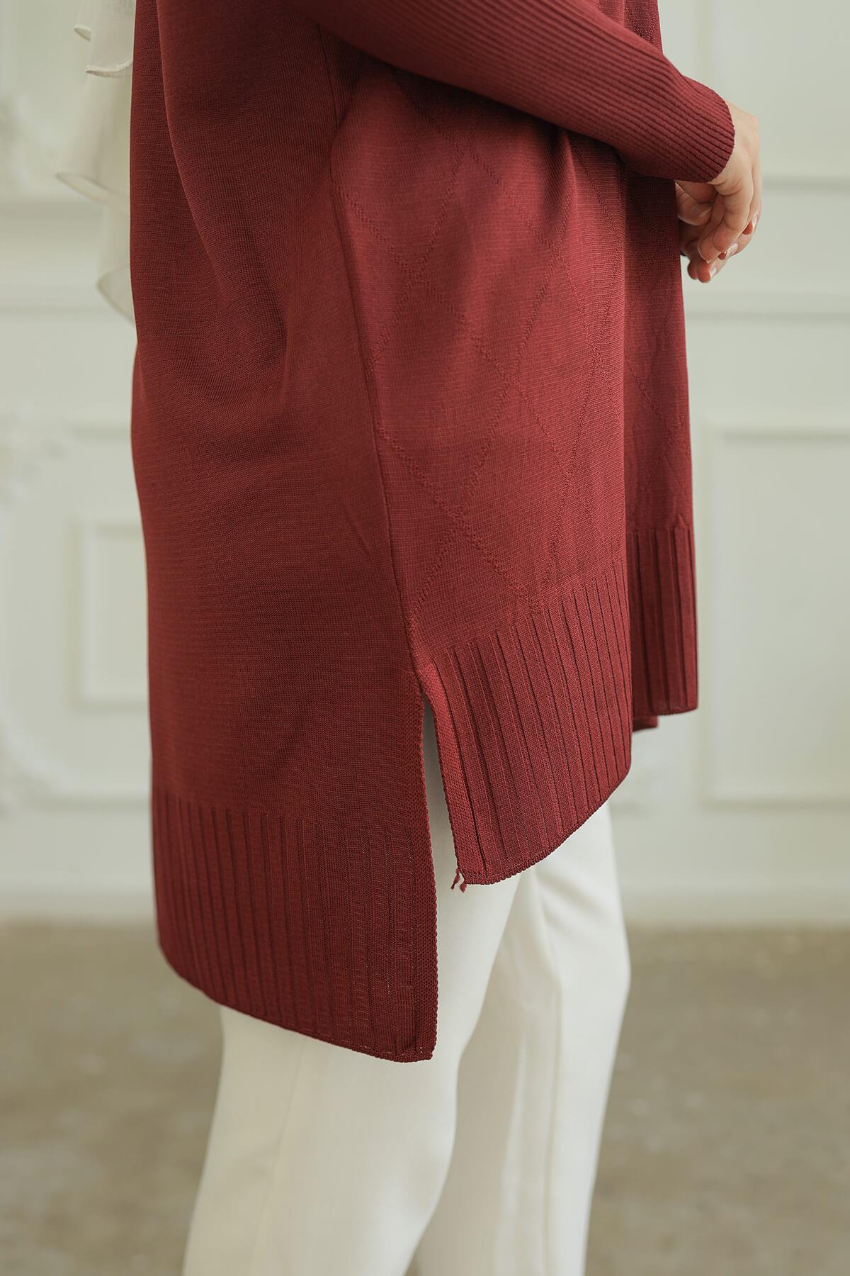ARMİNE TREND Triko Tunik Bordo 24KTD407