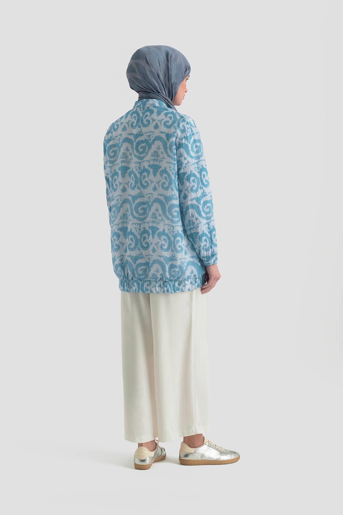 Armine TREND Viskon Baskı Desenli Pantolonlu Takım Mavi 25YT6134