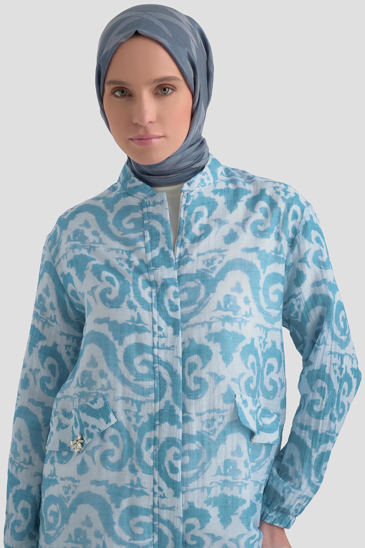 Armine TREND Viskon Baskı Desenli Pantolonlu Takım Mavi 25YT6134