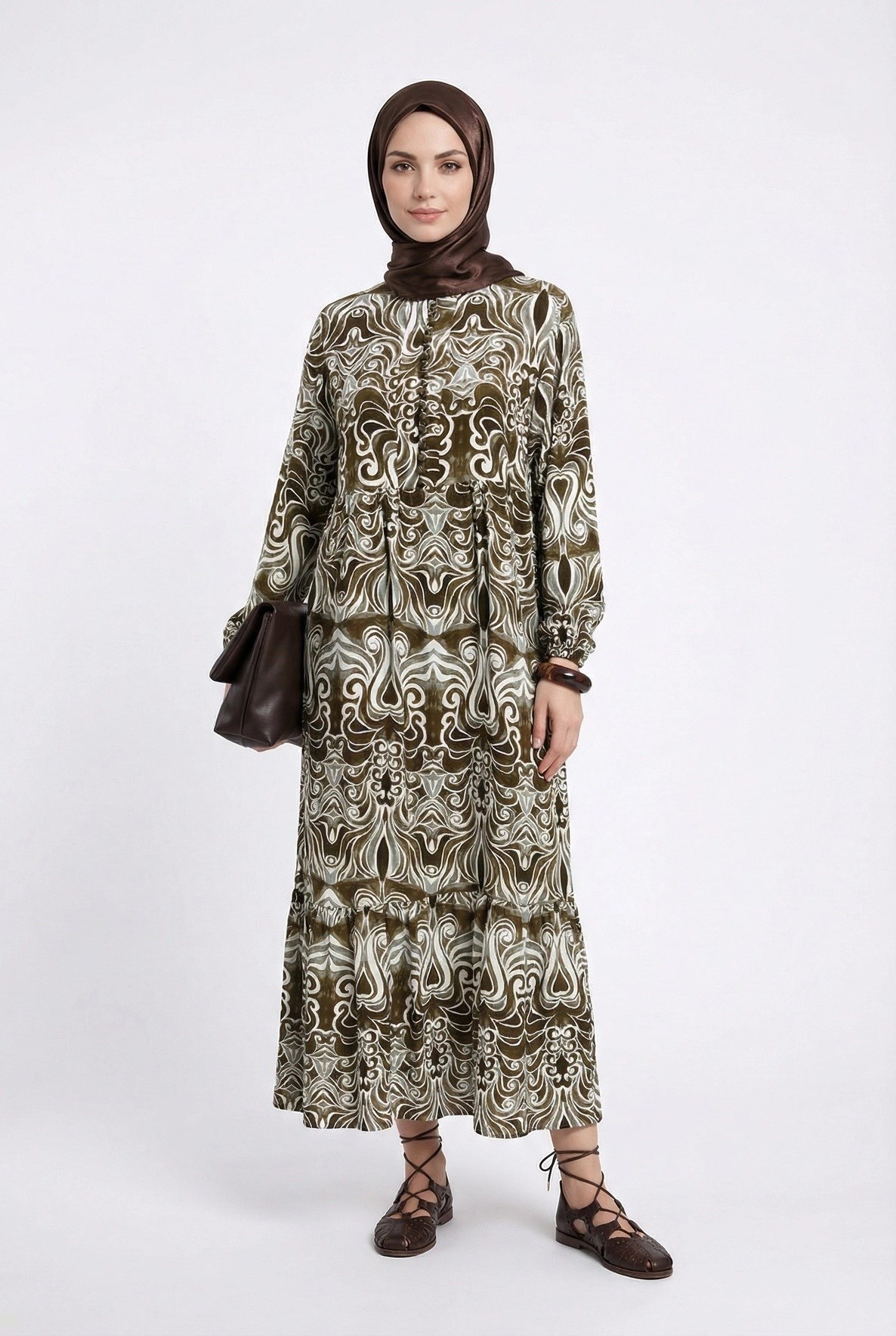 Armine TREND Viskon Elbise Haki 25YT942