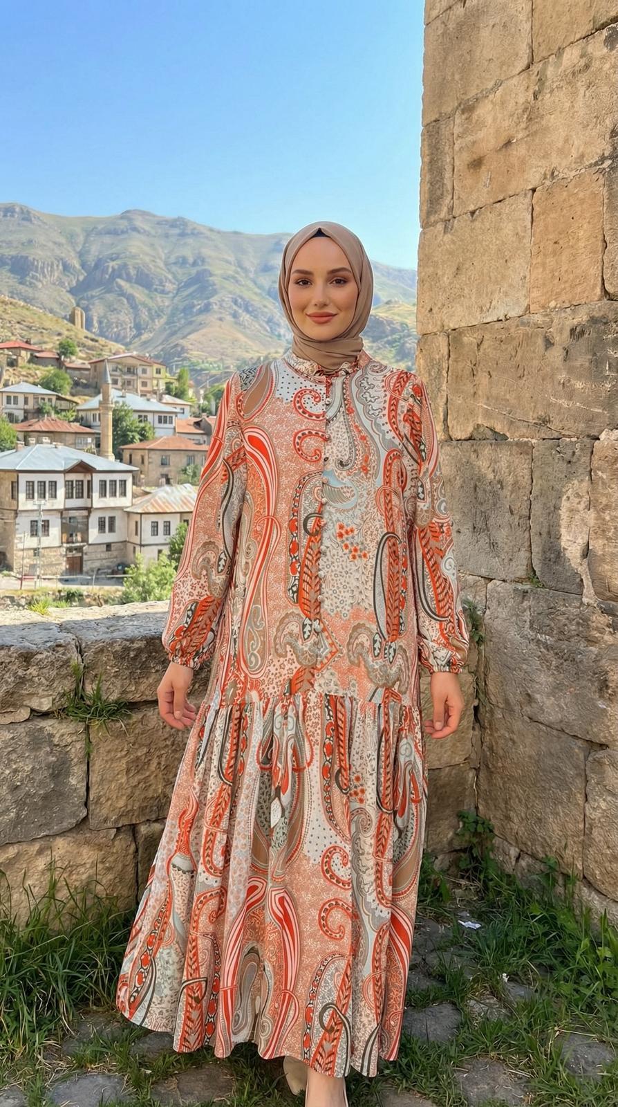 Armine TREND Viskon Elbise Kahverengi 25YT959