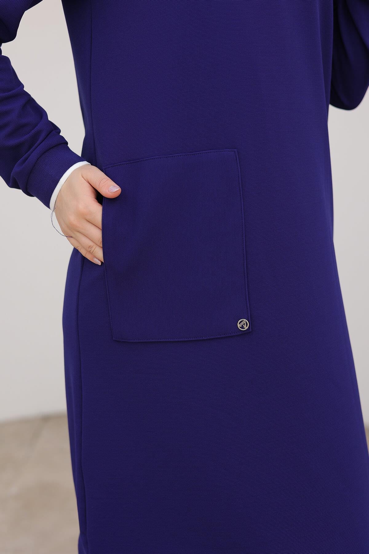 ARMİNE TREND Yakası Fermuarlı Kolları Ribanalı Örme Kumaş Tunik Morcivet 24KT453