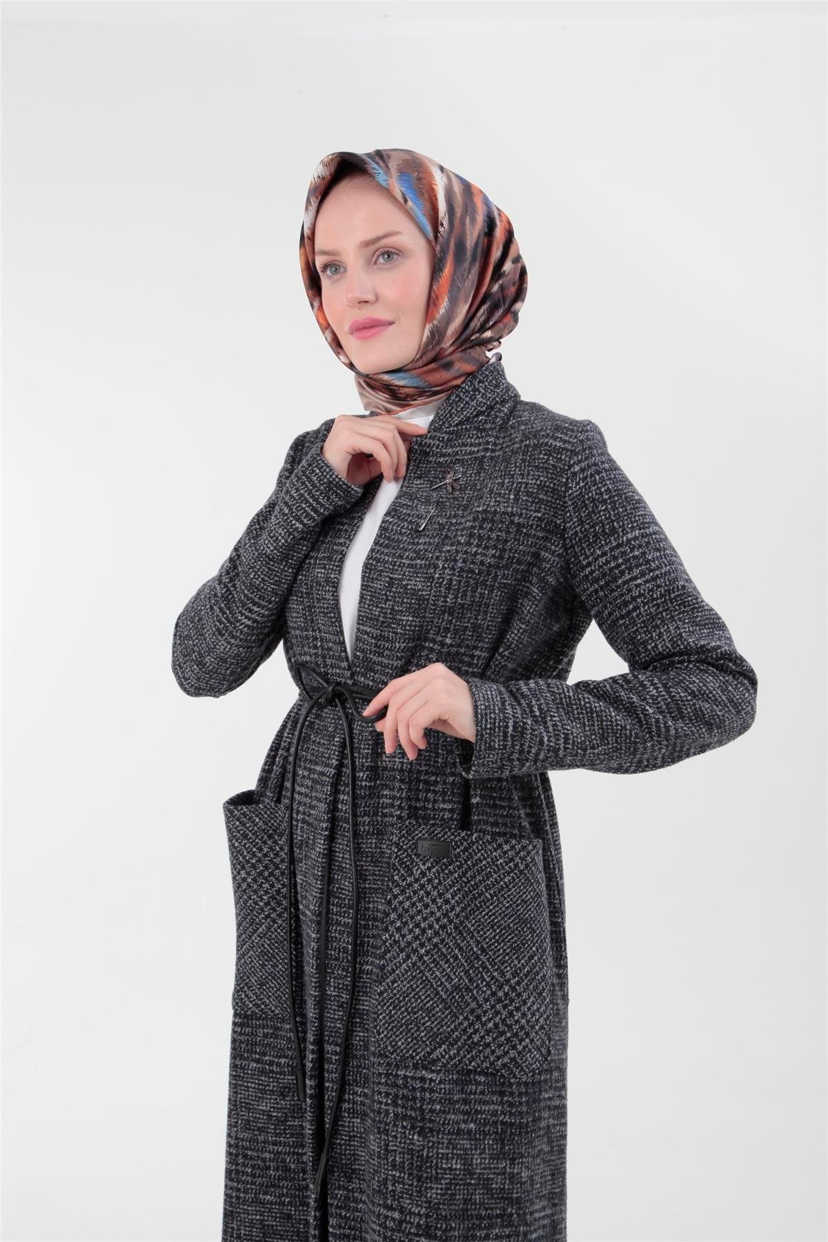 Armine Yusufçuk Örme Kumaş Kış Sezonu Giyçık 23KT519 Siyah