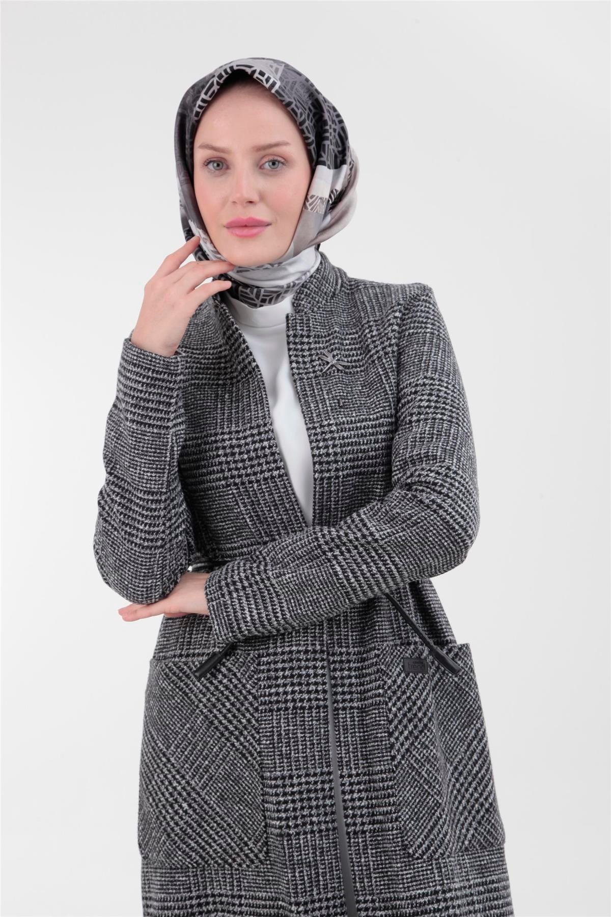 Armine Yusufçuk Örme Kumaş Kış Sezonu Giyçık 23KT519 Gri
