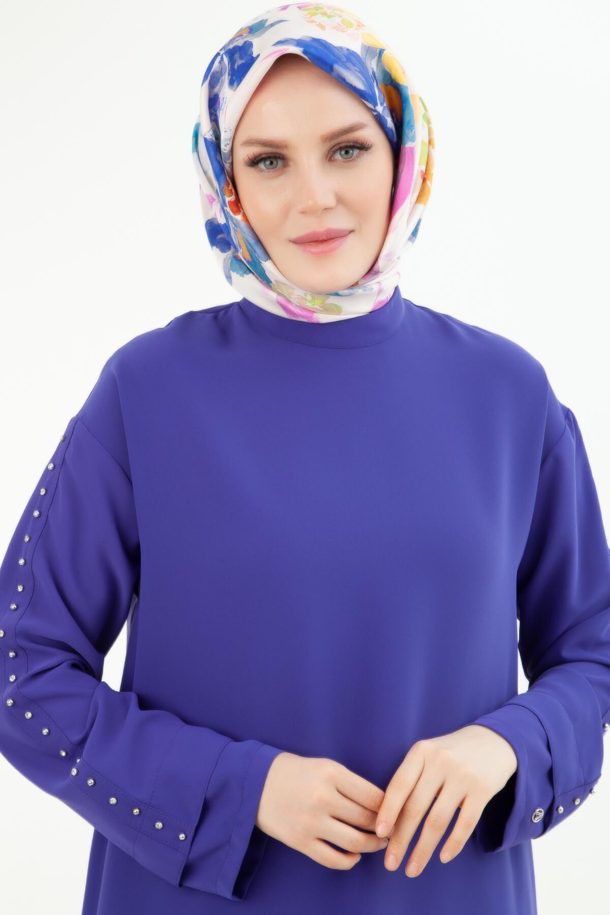 Armine TREND Kolları Taş Detaylı Pantolonlu Takım Menekşe 24YT644