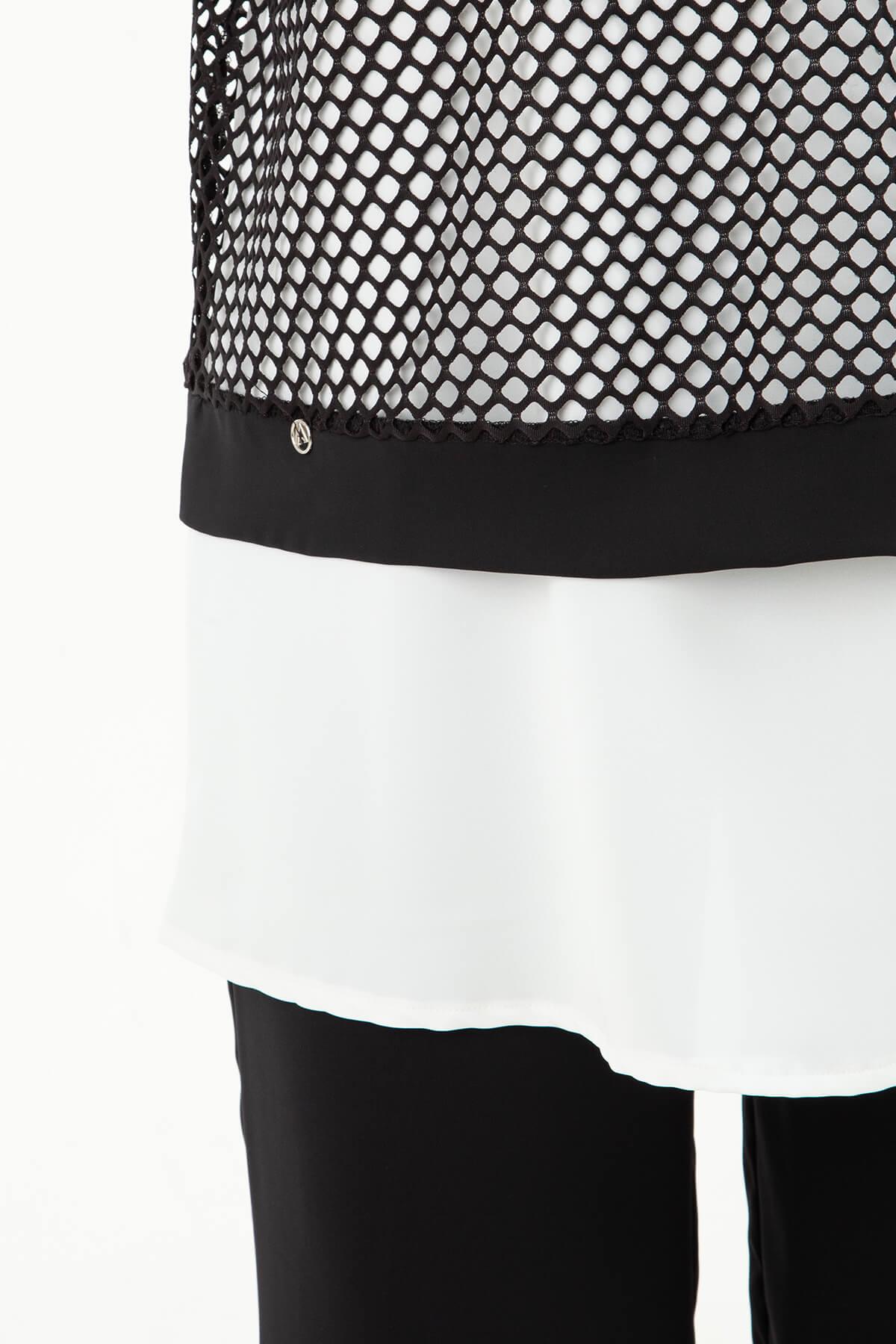 ARMİNE TREND Beli Lastikli Pantolonlu Basic Gömlekli Fileli Üçlü Takım Siyah 24YT633