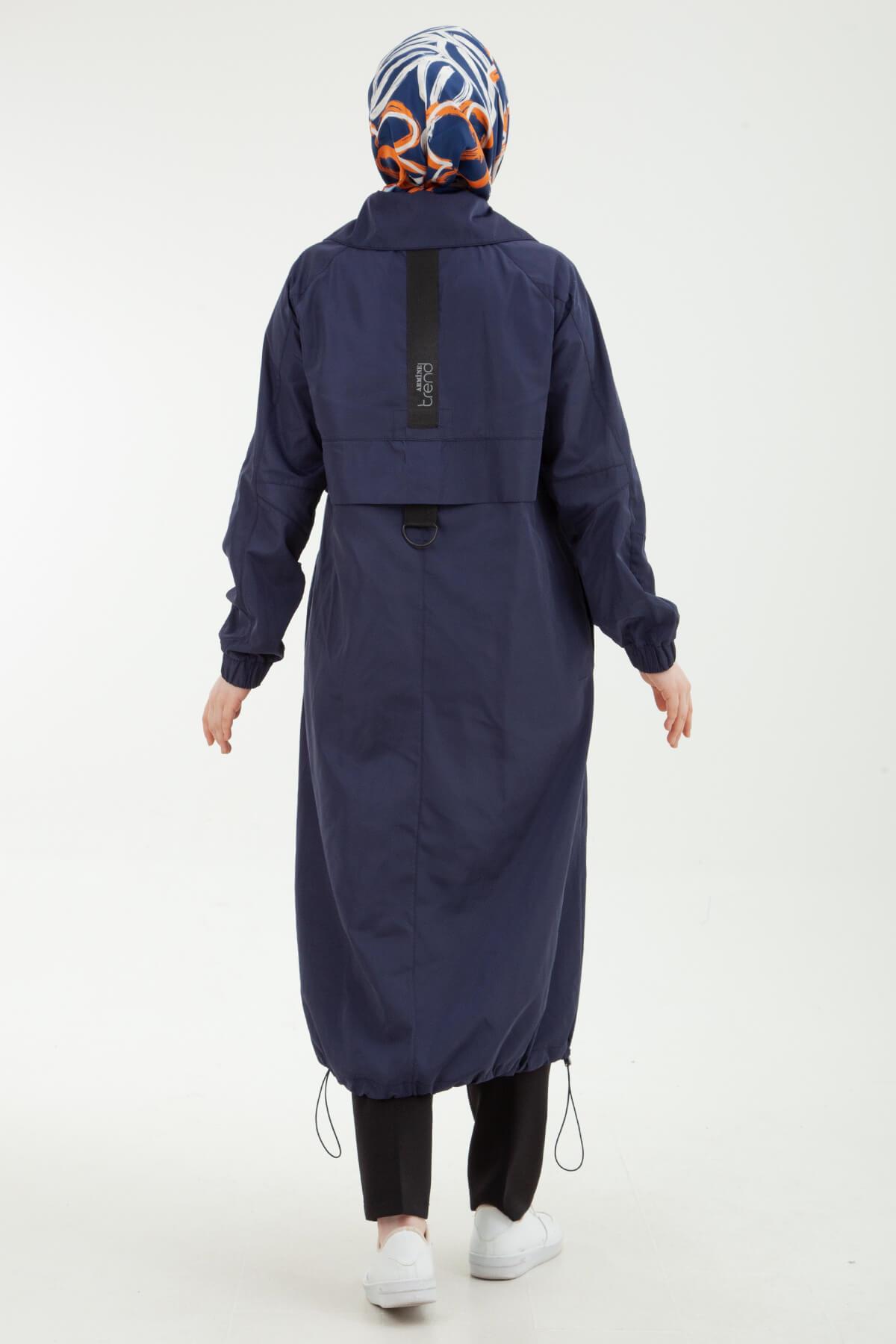 Armine TREND İmzalı Paraşüt Kumaş Yağmurluk Kap Giy Çık Lacivert 24YT703