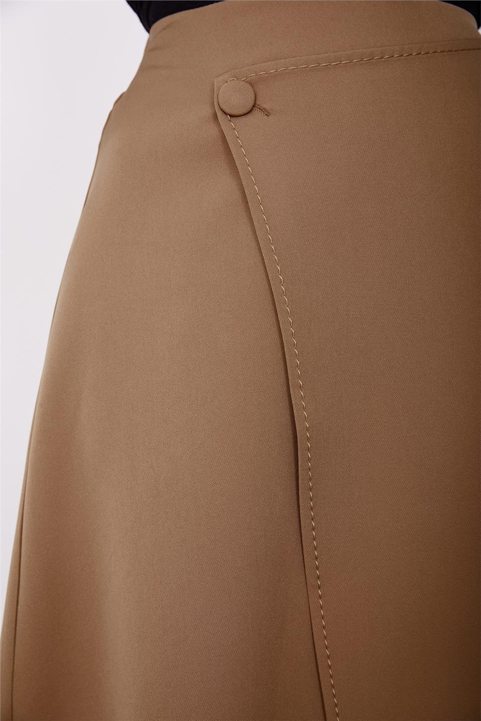 Armine Önü Asimetrik Örme Etek 23K1521 Badem