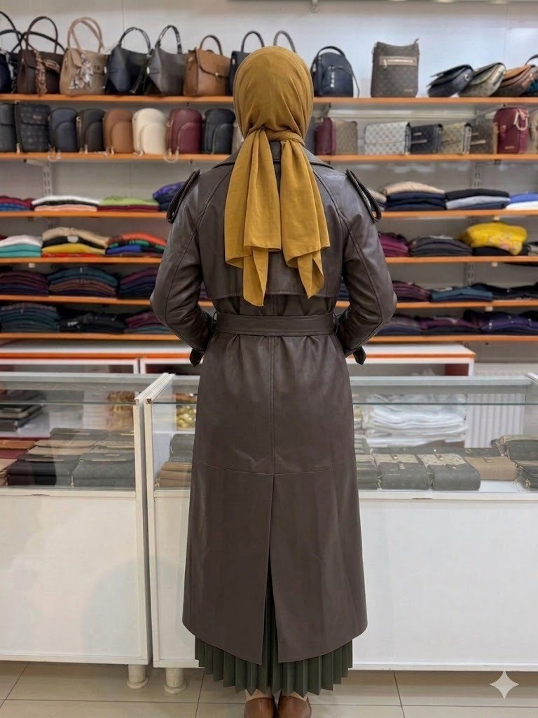 Belden Bağcıklı Deri Kap Koyu Kahve