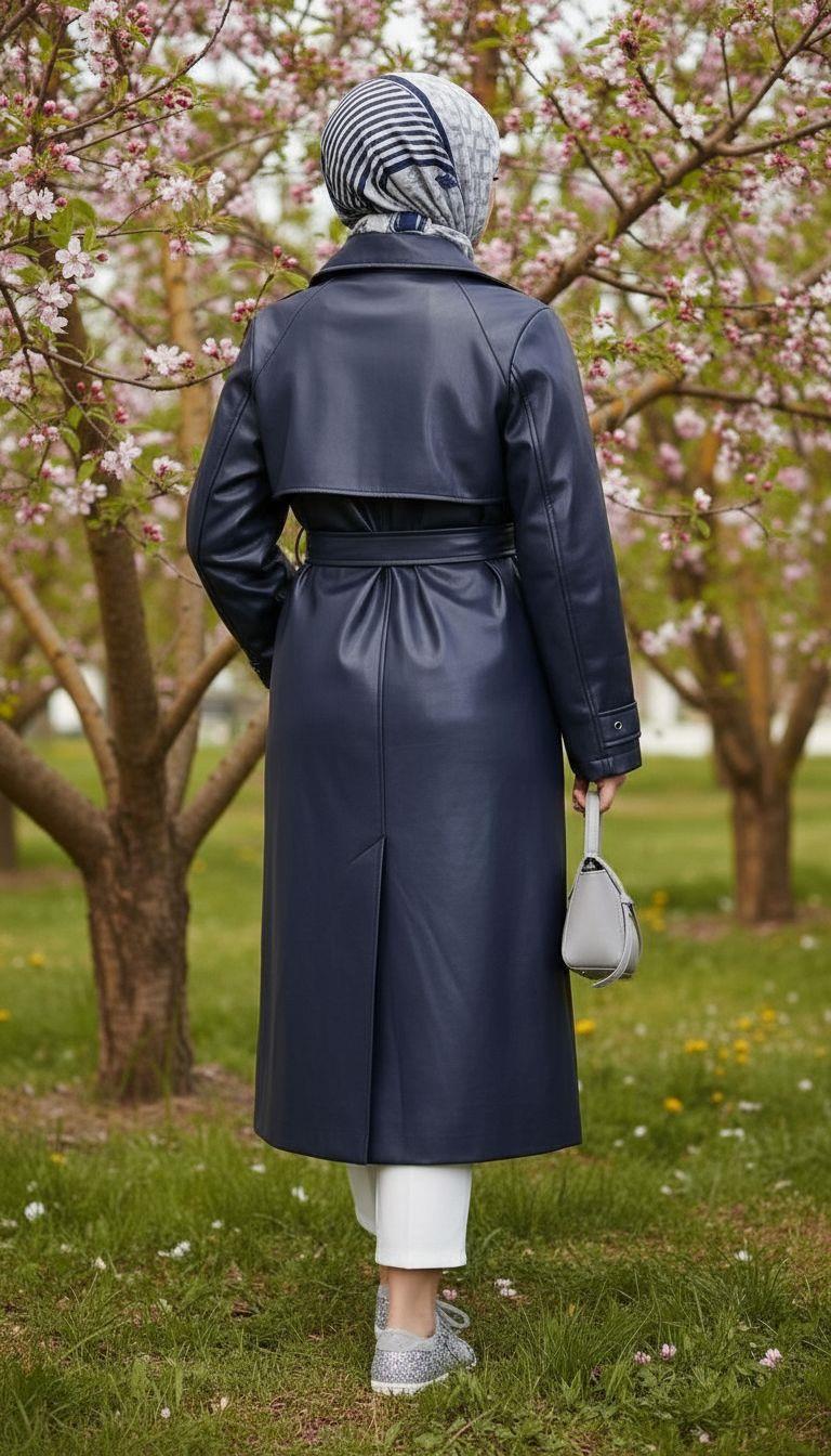 Belden Bağcıklı Deri Kap Lacivert