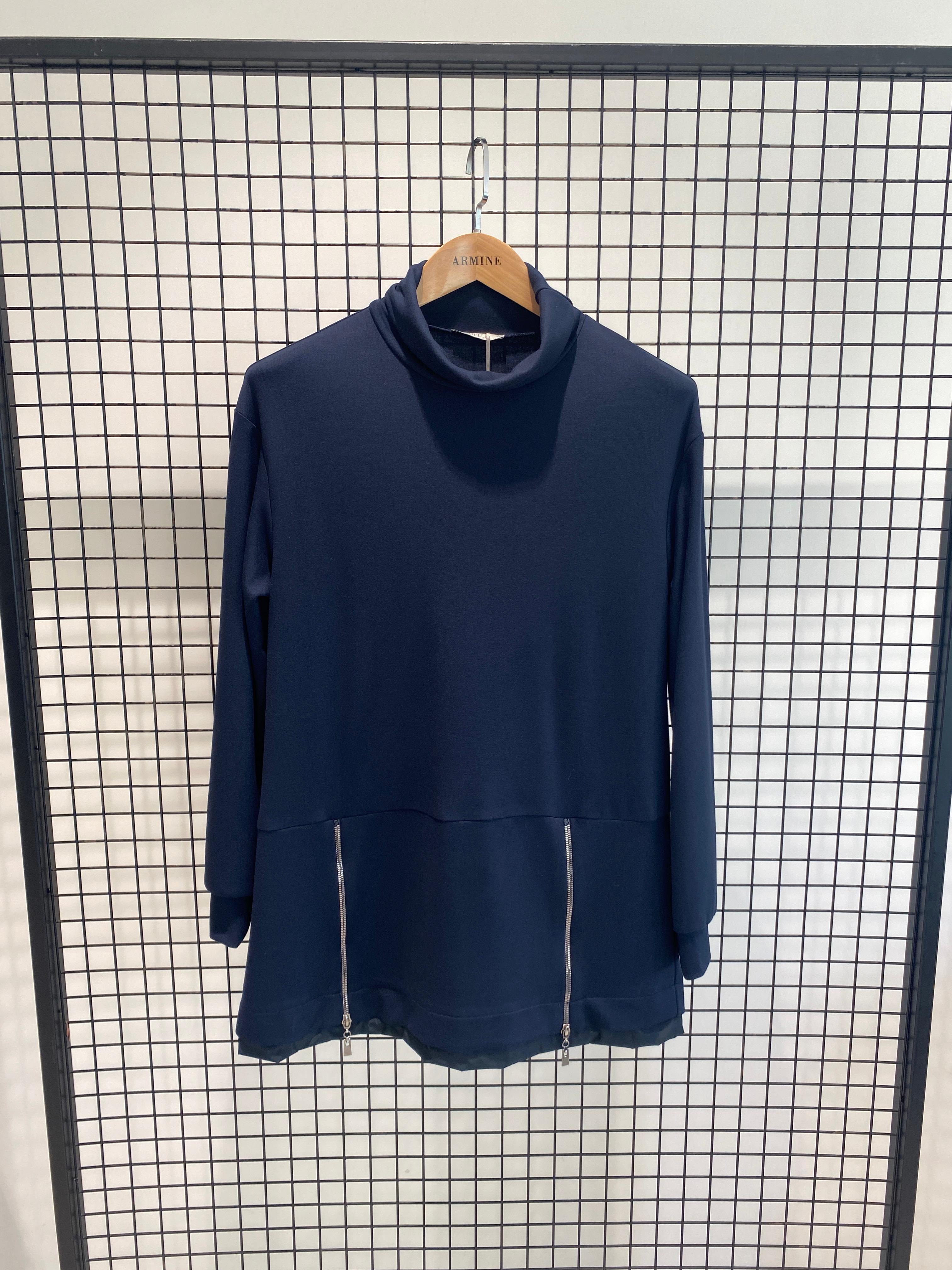 BELLİ Alttan Fermuar Detaylı Örme Kumaş Tunik Lacivert 25K4007