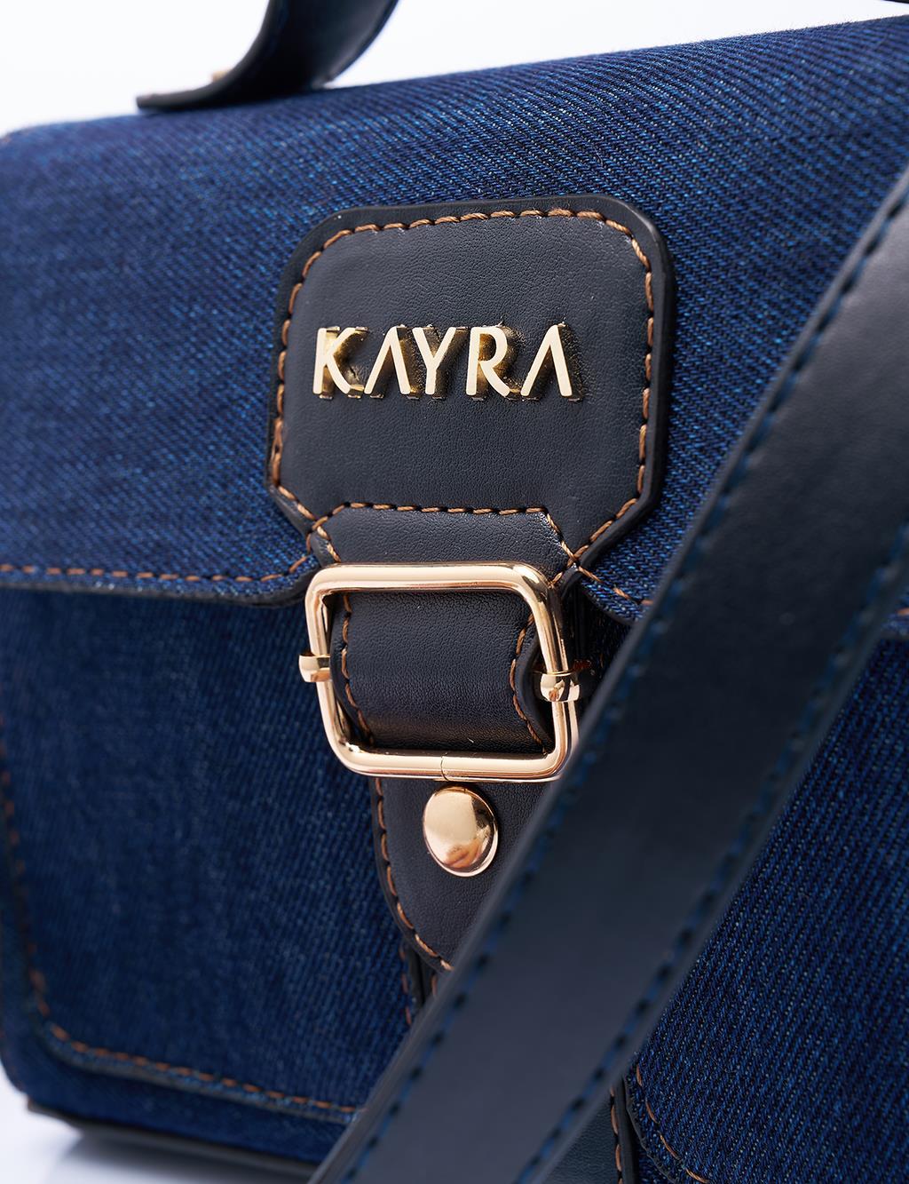 KAYRA Çıkarılabilir Askılı Denim Çanta Siyah KA-B24-CNT54-140
