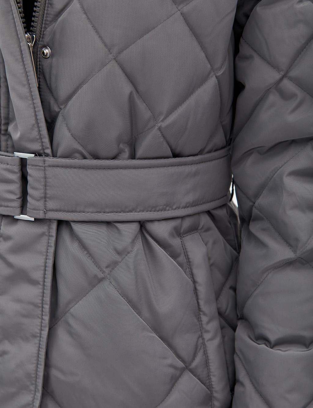 Kayra Baklava Desenli Suni Kürklü Kaz Tüyü Mont Füme KA-A23-27003-48