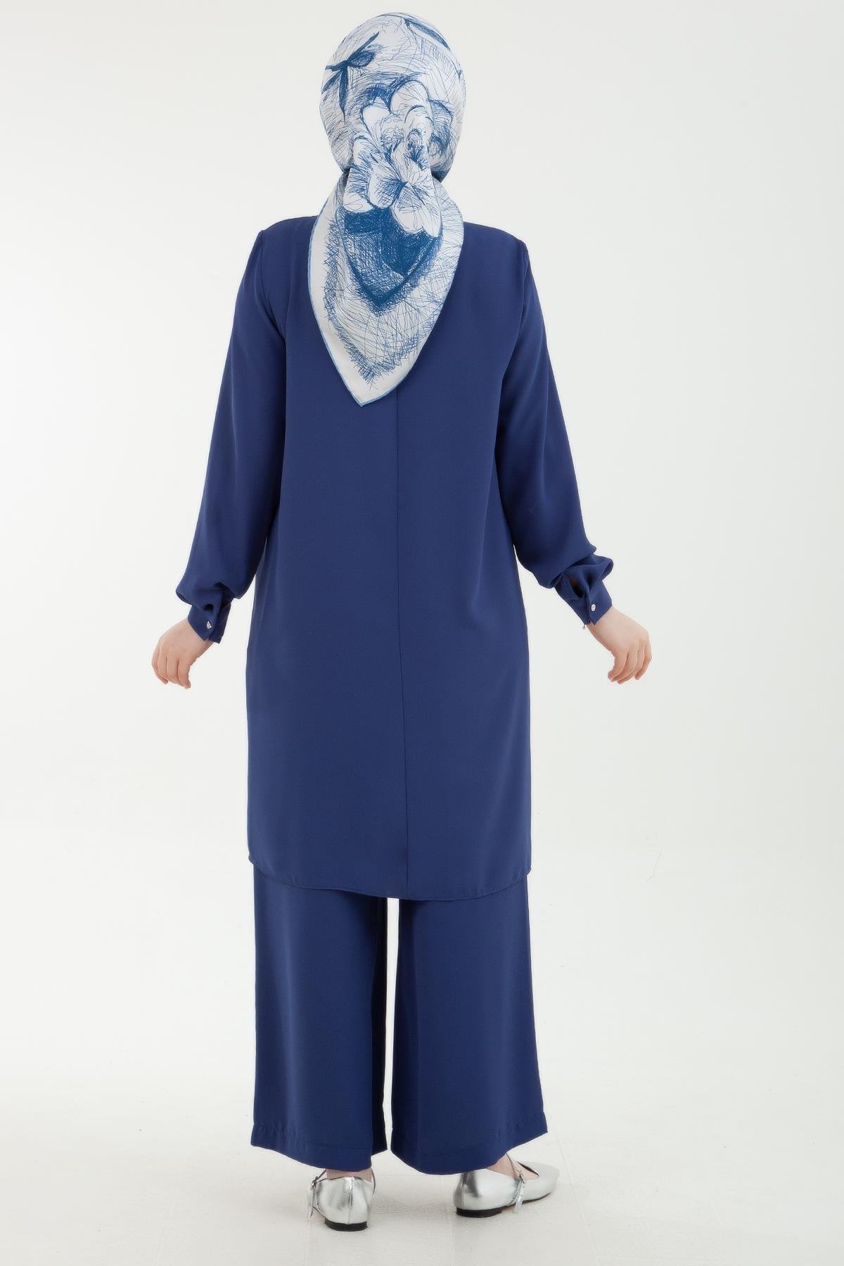 ARMİNE TREND Pantolonlu Beli Lastikli İkili Takım İndigo 24YT629