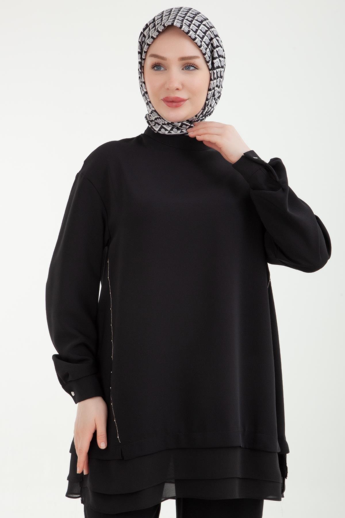ARMİNE TREND Pantolonlu Taş Detaylı İkili Takım Siyah 24YT647 24YT647