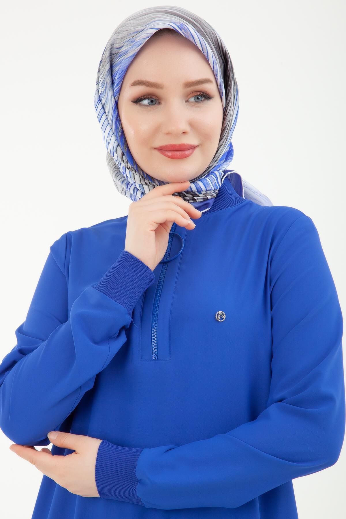 Armine TREND Halkalı Tunik Büyük Beden Saks 24YT478