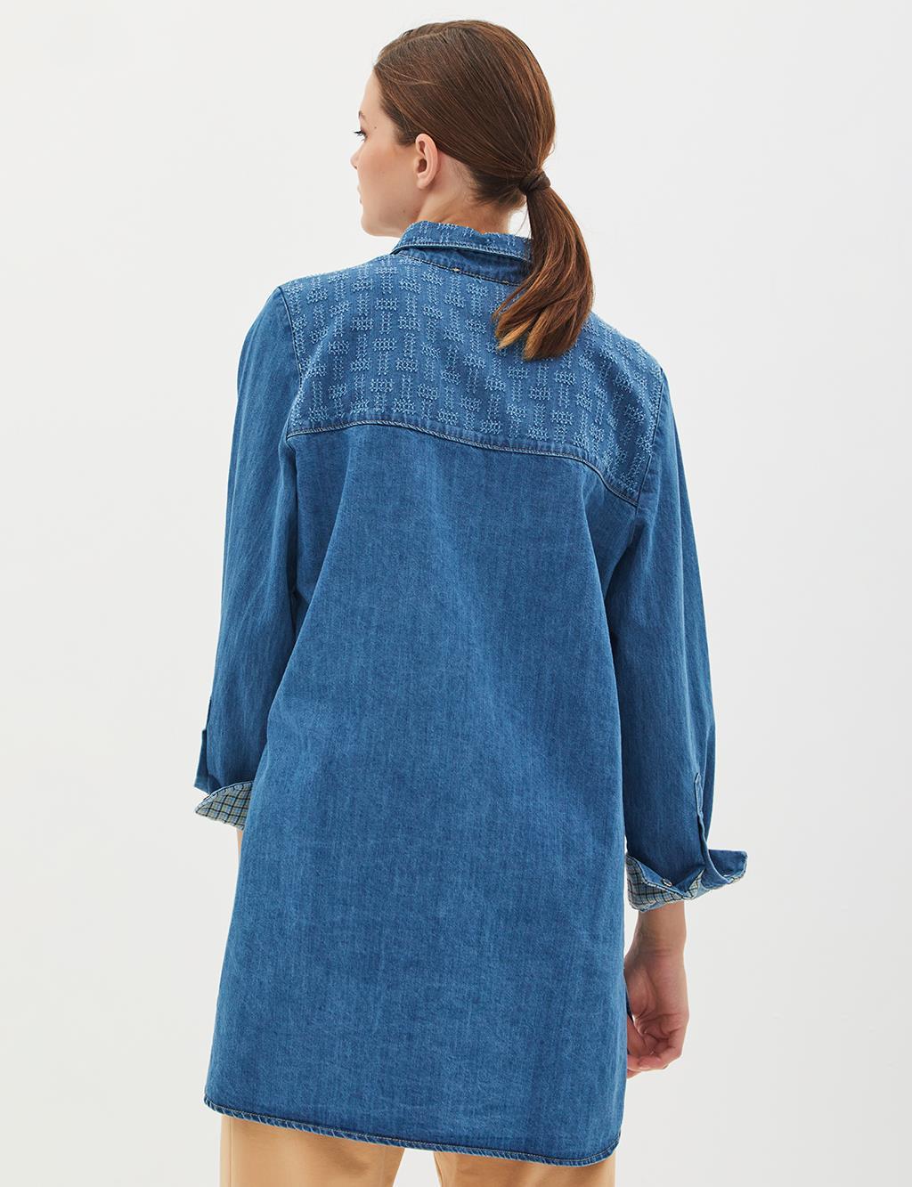 KAYRA Vivencia Cepli Denim Tunik İndigo VV-A23-91019-39