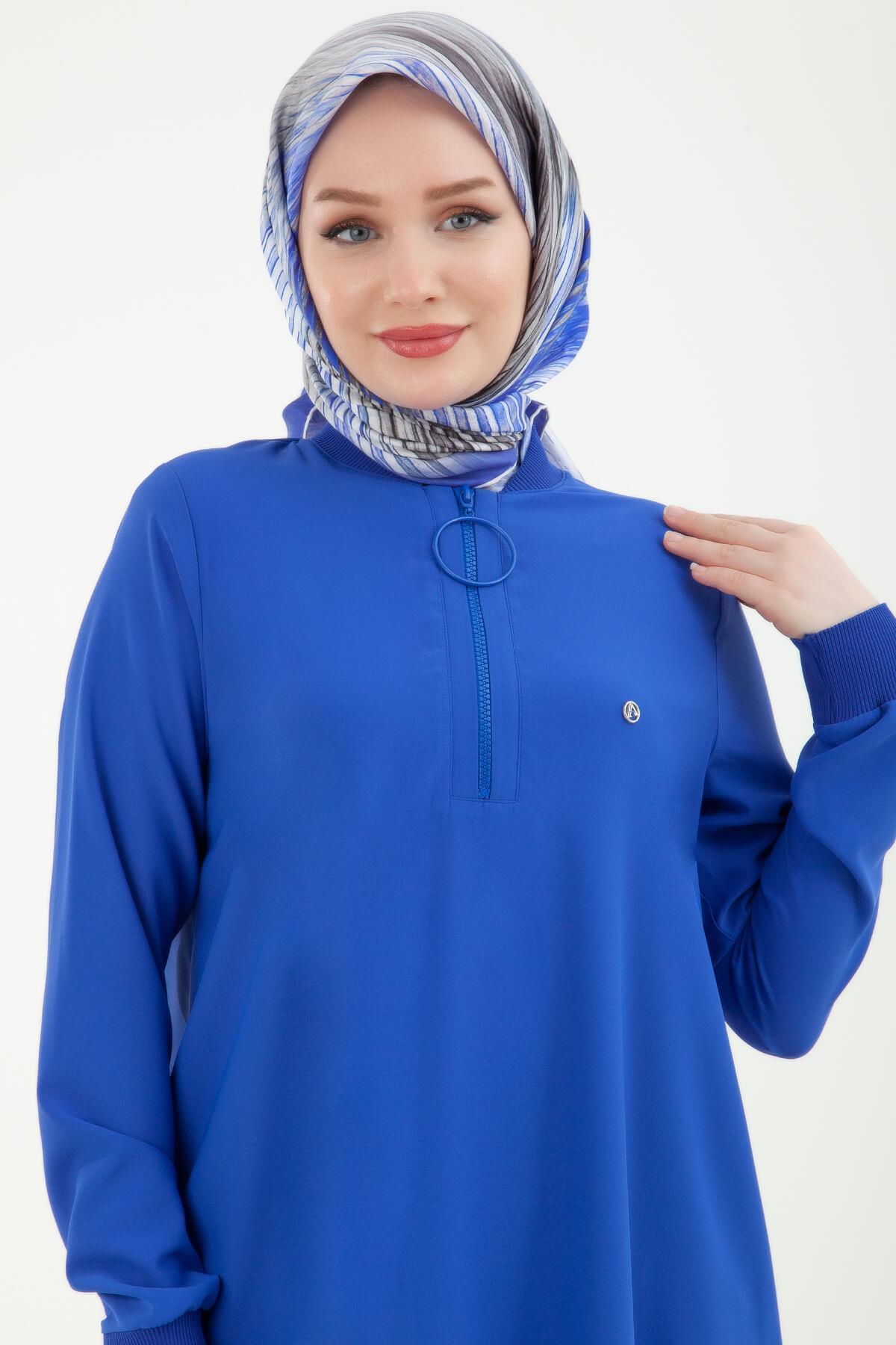 Armine TREND Halkalı Tunik Büyük Beden Saks 24YT478