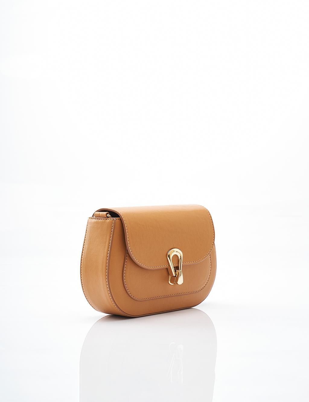 Kayra Metal Tokalı Omuz Çantası Camel KA-B24-CNT78-06