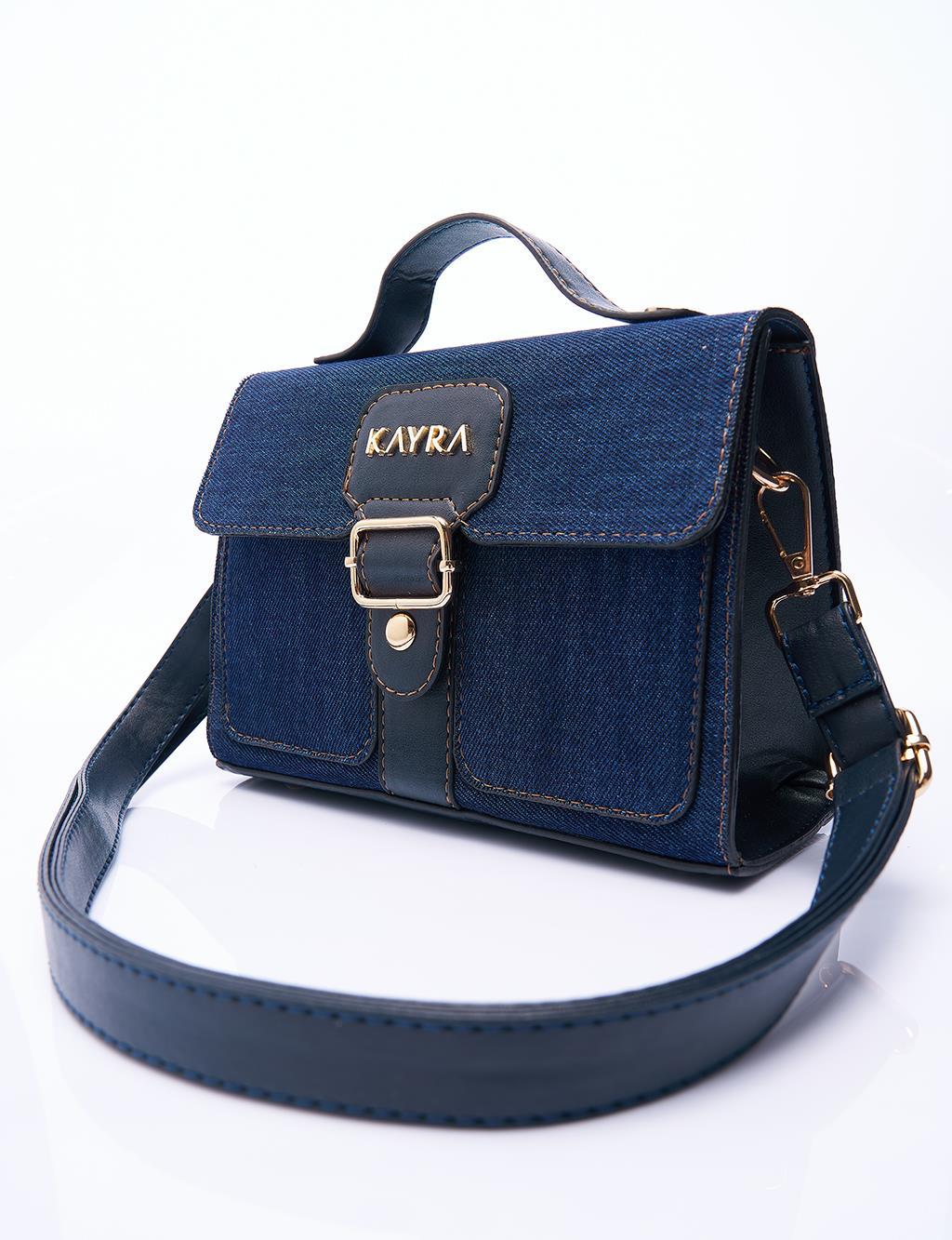 KAYRA Çıkarılabilir Askılı Denim Çanta Siyah KA-B24-CNT54-140