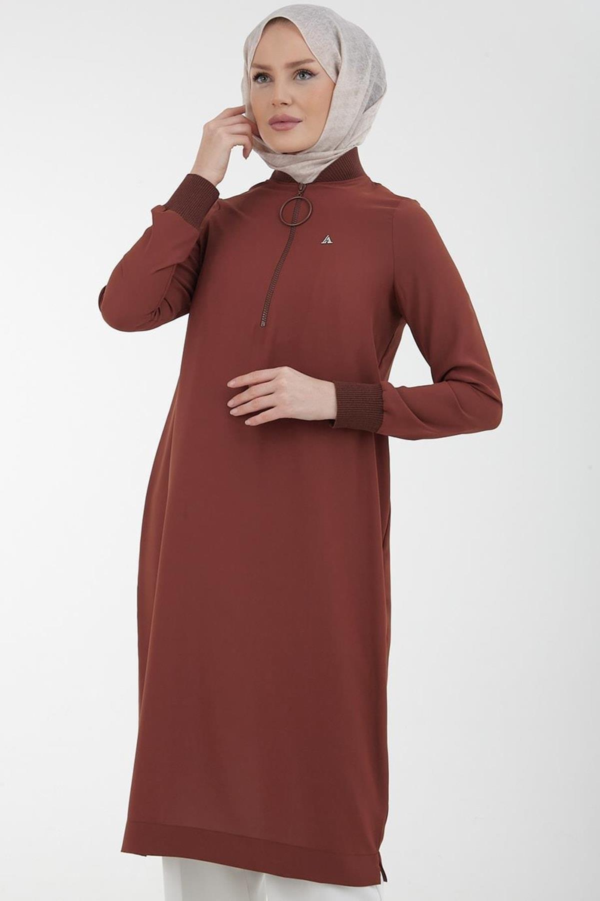 Armine Trend Halkalı Tunik 23YT424 Kahverengi