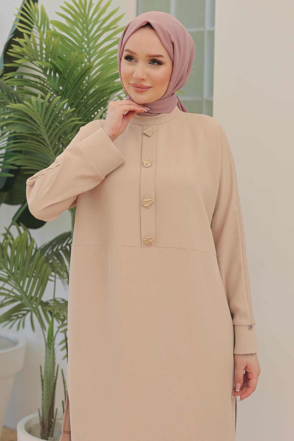 Armine TREND Önden Kapalı Düğmeli Pantolonlu Takım Bej 24YT659