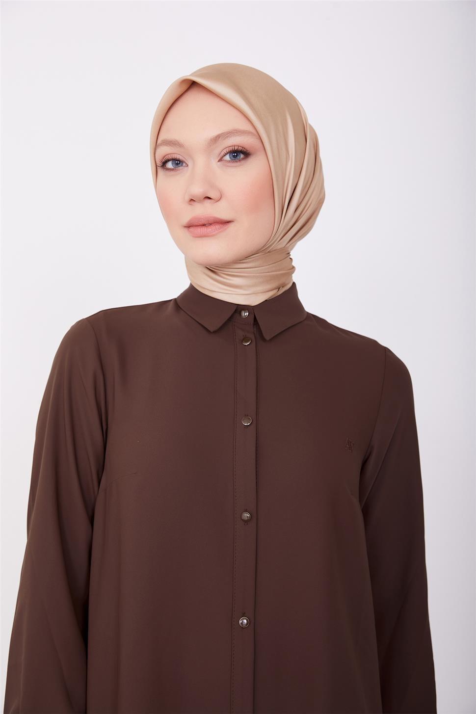 Armine Uzun Kollu Armine Logolu Tunik 23KH411 Acı Kahve