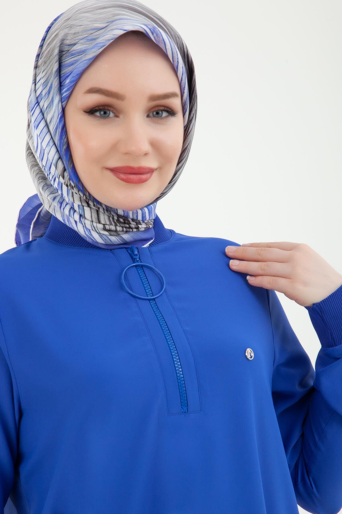 Armine TREND Halkalı Tunik Büyük Beden Saks 24YT478