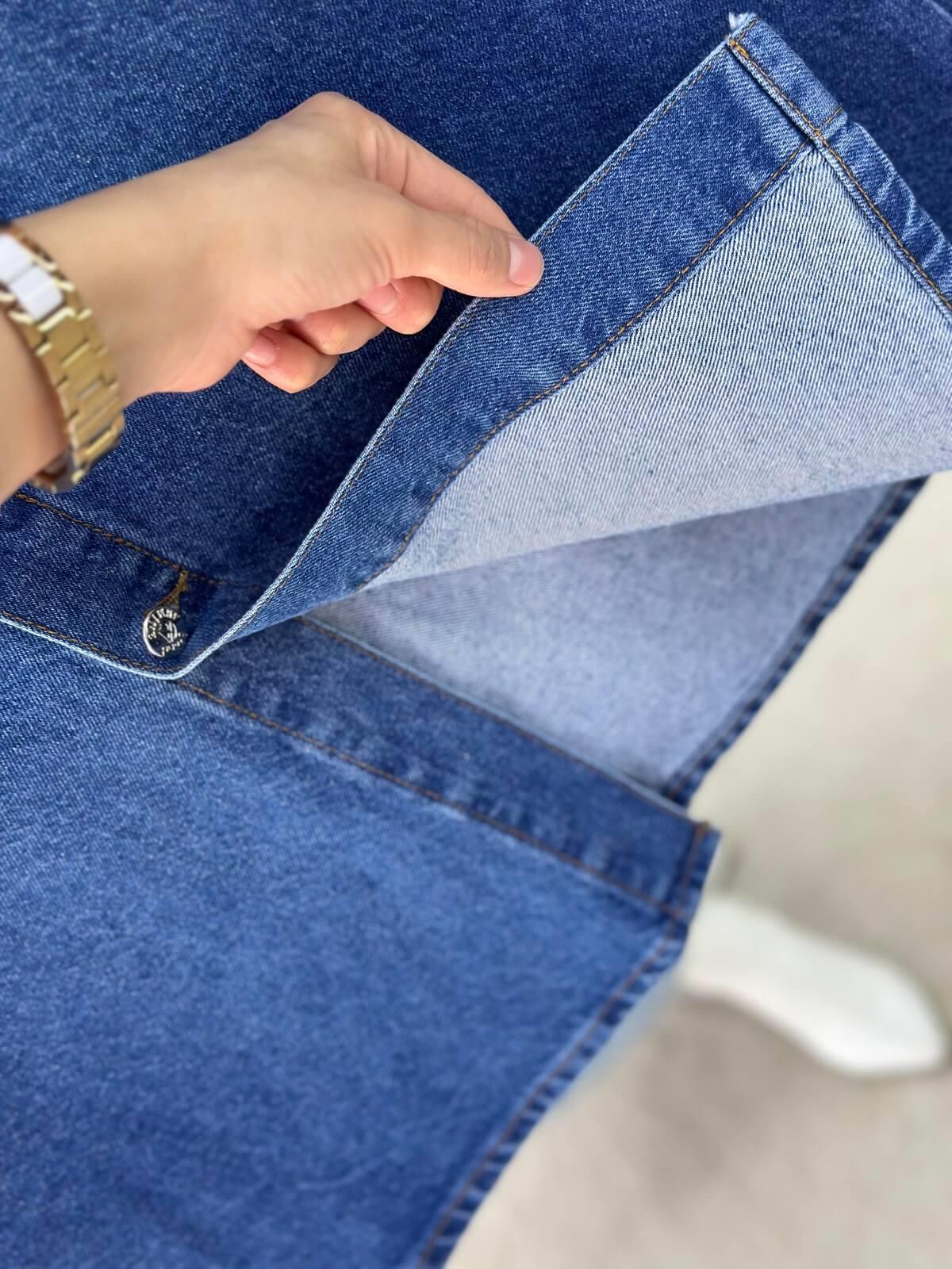 Armine TREND Önden Düğmeli Denim Etek Mavi 24YTD104