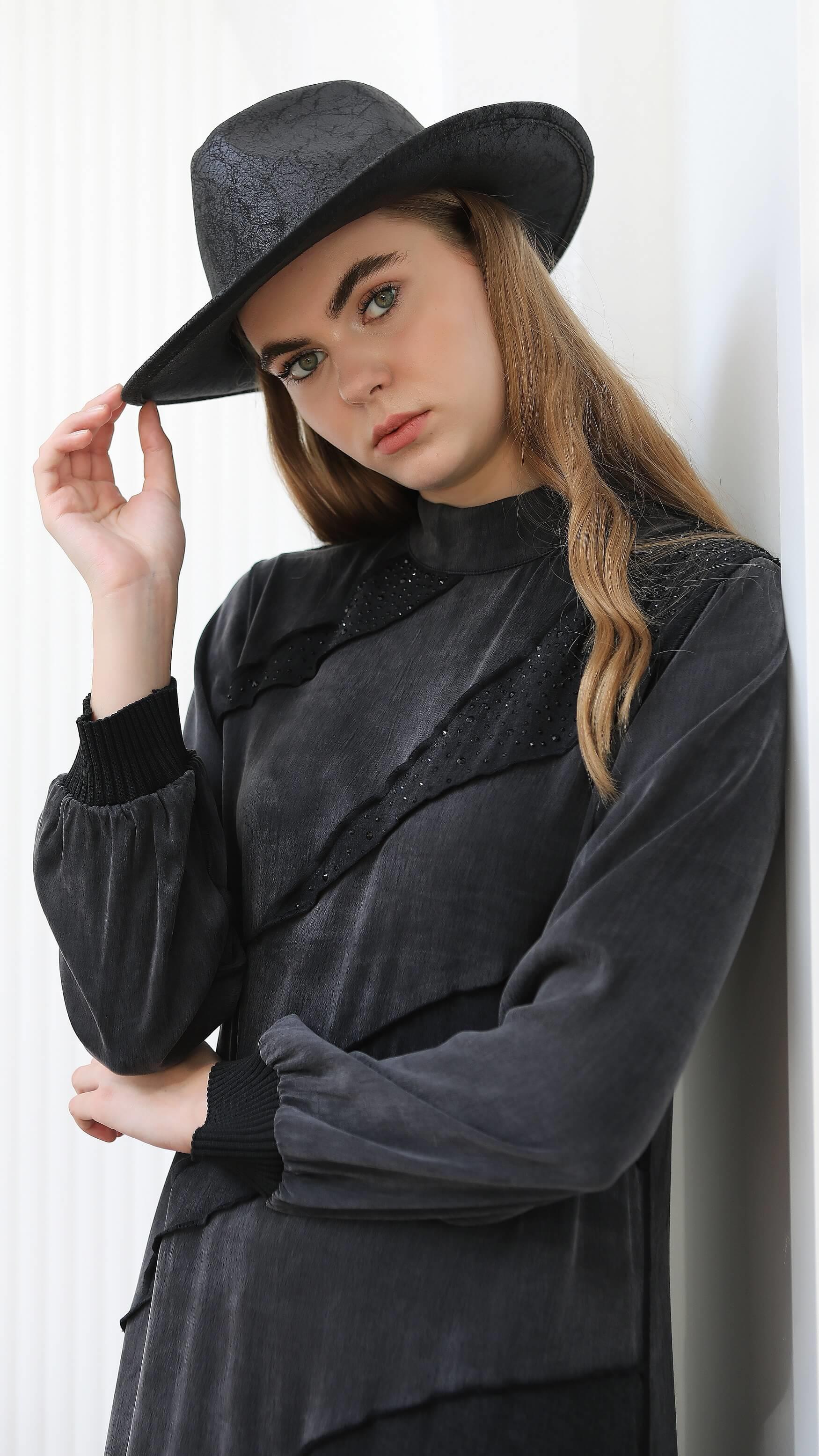 Francesca Gazzella Bayan Tam Boy Elbise Siyah