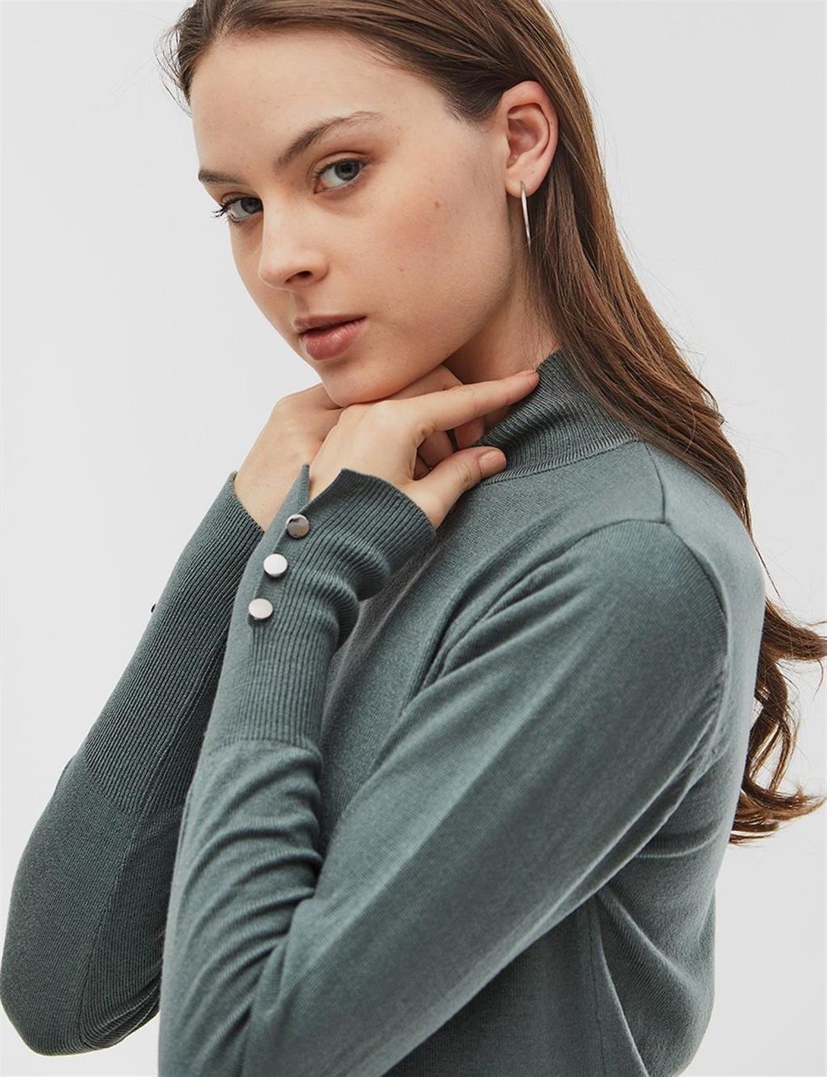 KA-SZ-TRK05 Basic Triko Bluz Küf Yeşili